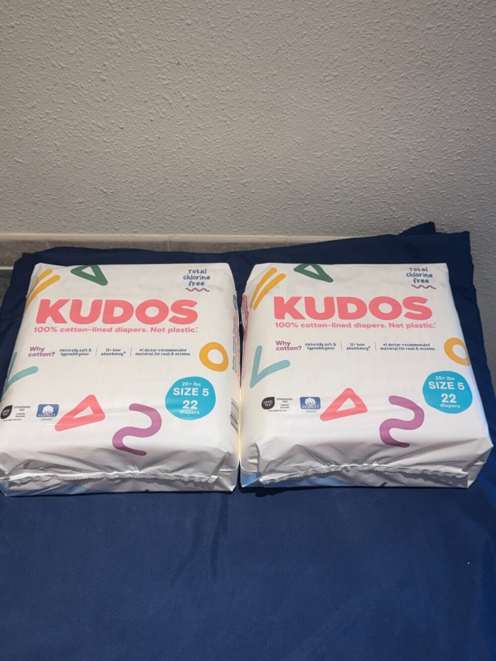 Kudos Cotton Disposable Diapers - Size 5 - 25+ lbs - 44 Pack